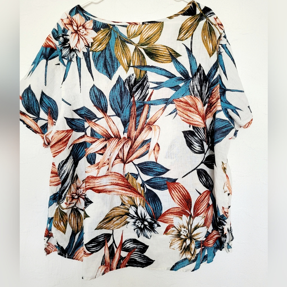 C&C California Women's 100% Linen Tropical Blouse Flowy Oversize 3XL - Picture 10 of 16